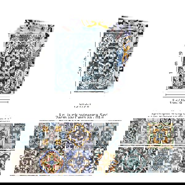 WT1583 - Corfu Colourful Mediterranean Wall Tile Sticker Set - 15 x 15 cm (6 x 6 in) - 24 pcs