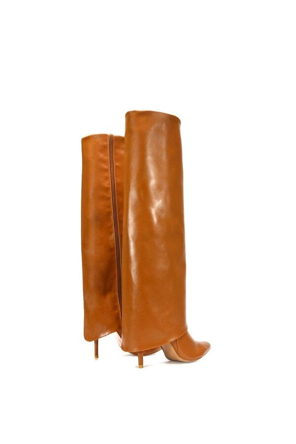 XY LONDON Foldover Knee High Boots With Stiletto Heel