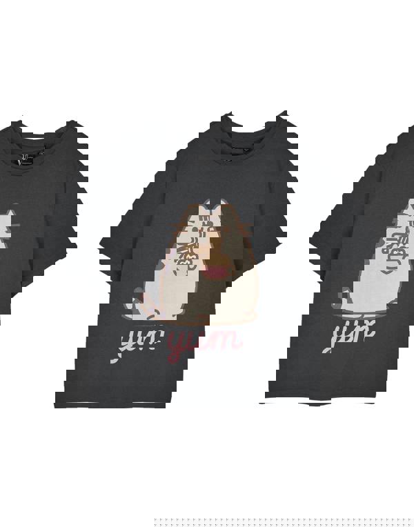 Pusheen Womens Grey Yum Noodles Cropped Short Sleeved T-Shirt