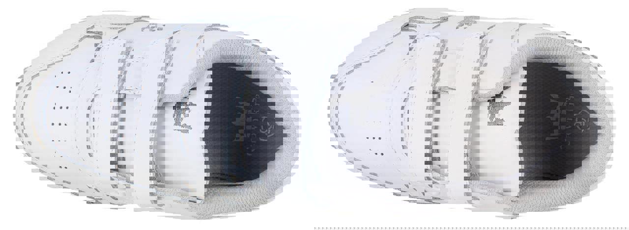 Crown King Mens/Womens Leather Lace Up/Touch Fasten Crown Green Bowls Sports Shoes Trainers, top view of white athletic shoes with lace-up and touch fasten closure.