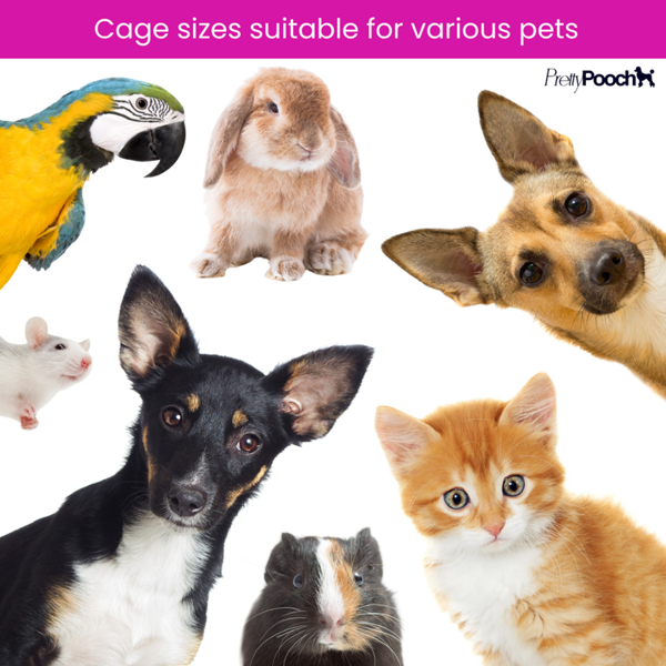 Pretty Pooch Dog Cage Large Crate Puppy Cat Pet Training Crate Metal Folding with Tray Double Door and Bed 36"
