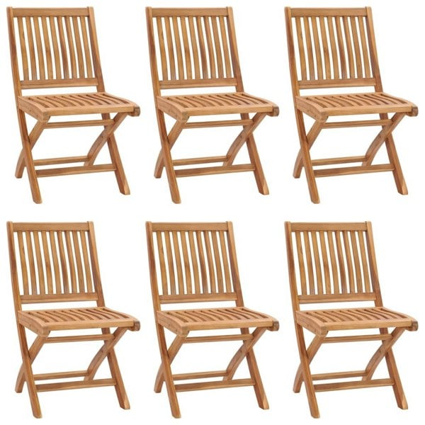 Berkfield Folding Garden Chairs 6 pcs Solid Teak Wood