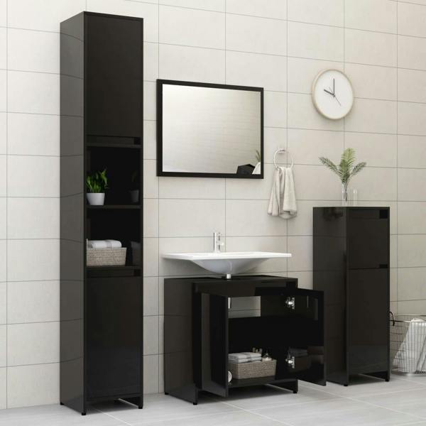 Berkfield Bathroom Cabinet Black 60x33x61 cm Engineered Wood
