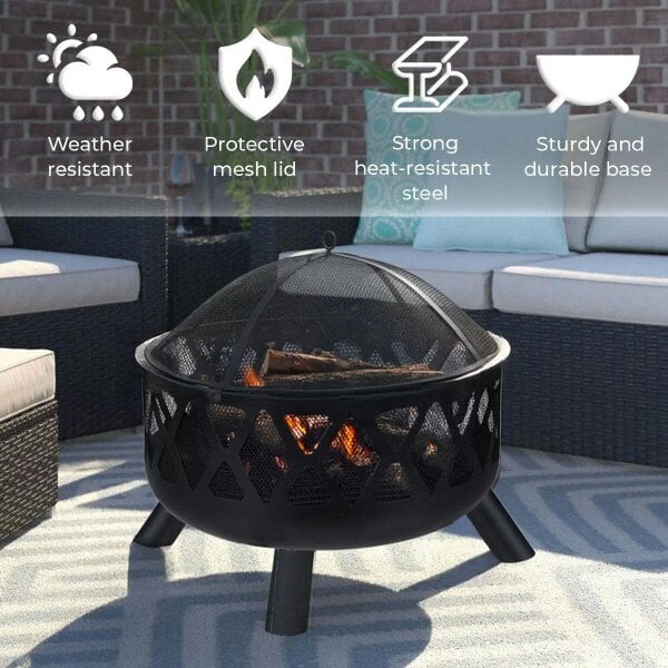 Neo Black Outdoor Heater Fire Pit Bowl