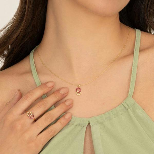 Gemondo Geometric Hexagon and Round Linked with Prong Set Sapphire Ring in 9ct Yellow Gold