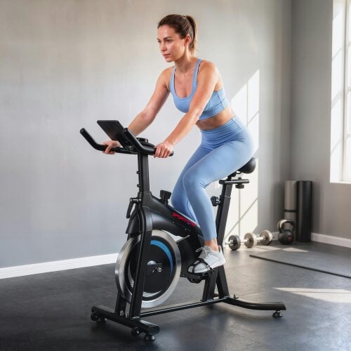 SPORTNOW Exercise Bike with Smart APP, Adjustable Seat & Handlebars, Wheels