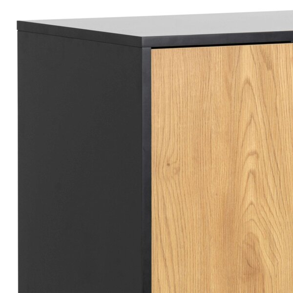Wyld Haus El Paso Black Metal and Wild Oak Veneer 3 Door 2 Drawer Sideboard