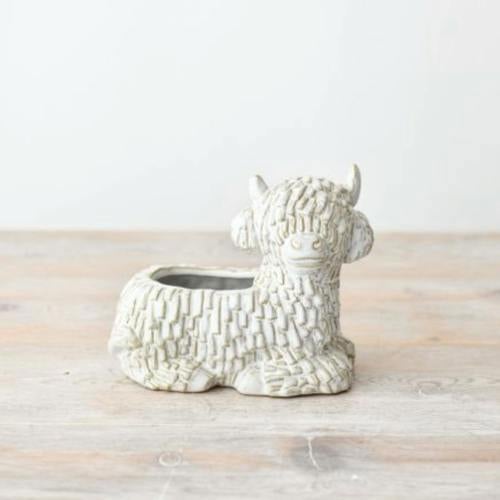 Laying Down Highland Cow Planter Pot