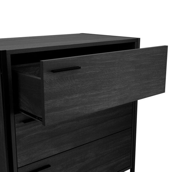 Wyld Haus Ireland Black Wood Effect 3 Drawers Storage Chest