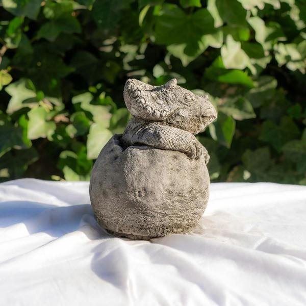 Small Stone Cast Baby Triceratops Dinosaur Garden Sculpture