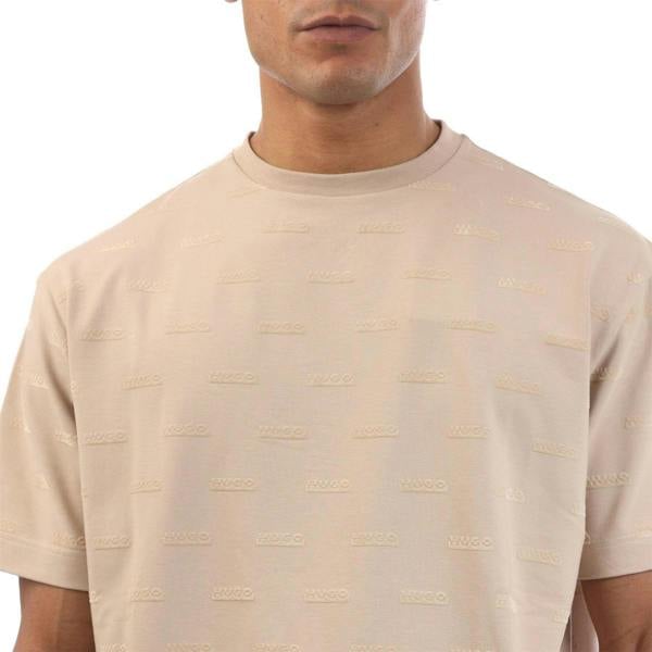 Hugo Mens Logo Embossed Regular T-Shirt - Beige - 