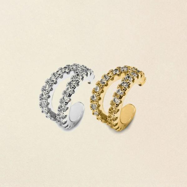 Say It With Clear CZ Ear Cuff - Yellow Gold