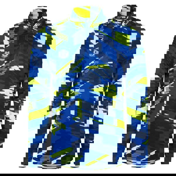 Umbro Mens Premier Graphic Print Warm Up Midlayer - Blue/Yellow - 