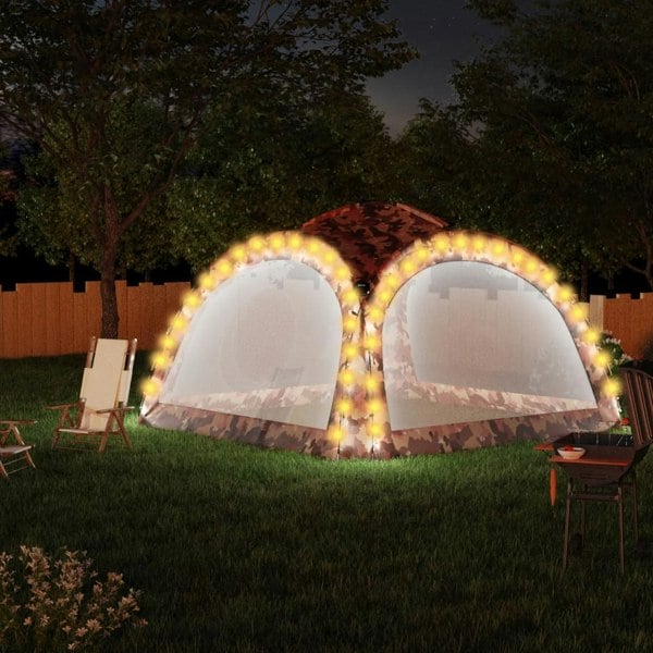 Berkfield Party Tent with LED and 4 Sidewalls 3.6x3.6x2.3 m Camouflage