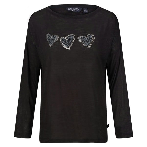 Regatta Womens/Ladies Carlene Hearts Long-Sleeved T-Shirt - Black