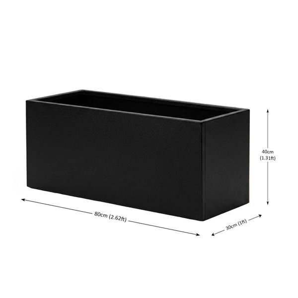 Nicoman Galvanised Steel Black Trough Metal Planter - 80cm x 30cm