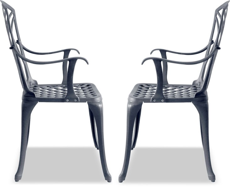 Centurion Supports Oshowa 2-Large Garden and Patio Bistro Chairs with Armrests in Cast Aluminium Grey