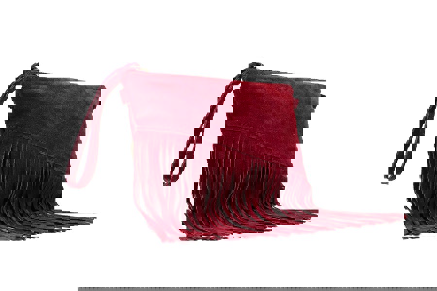 Kitise Small Multi-Functionla Fringe Italian Suede Leather Wristlet Purse Bag Crossobody Handbag