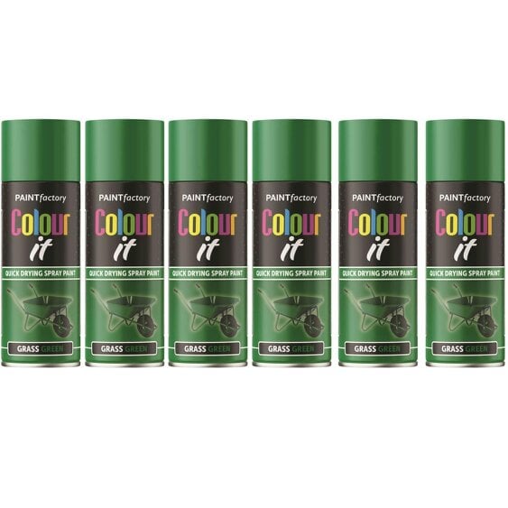 Paint Factory 6X  Grass Green Gloss Spray Paint 400ml.