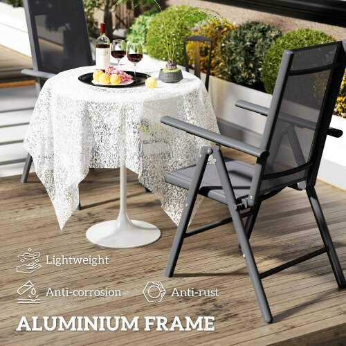 Wyld Haus Disusu Set Of 2 Aluminium Dark Grey Folding Garden Dining Chairs With Breathable Mesh