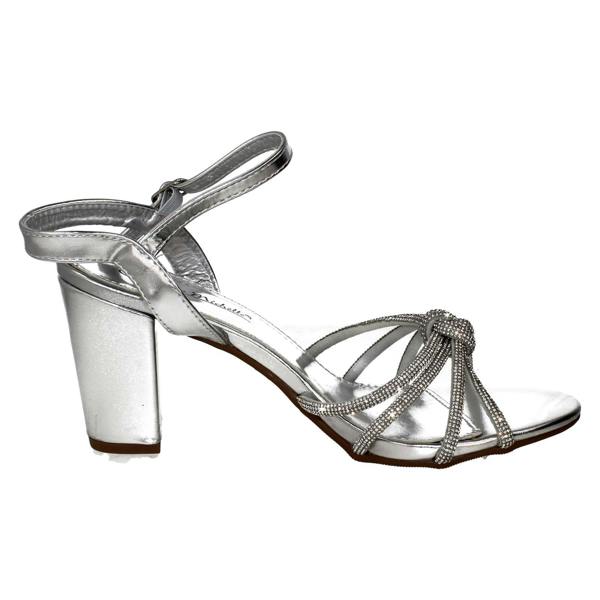 Anne Michelle Ladies Anne Michelle High Block Heel Diamante Knot Sandals F12051