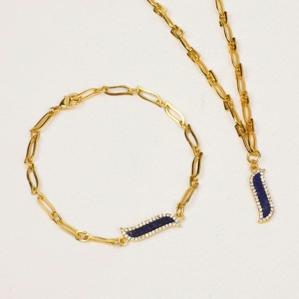 Wave Symphony Link Necklace - Blue Lapis - Lila Rasa