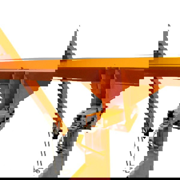 16ft drywall and plasterboard lifter hoist in bright orange, featuring sturdy metal construction and adjustable lifting arm