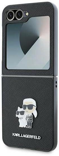 Karl Lagerfeld Saffiano Metal Pin Case for Samsung Galaxy Z Flip 6 Black - KLHCZF6SAPKCNPK