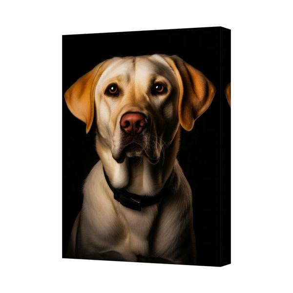 Benjamin Tate Design Labrador Retriever Canvas Wall Art Portrait Black Background Dog Decor