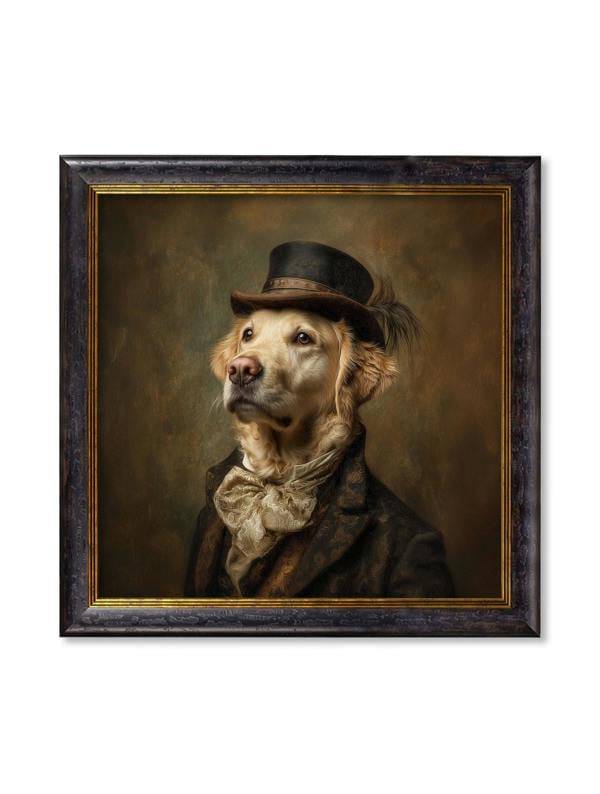 Exceptional Art Lord Goldpaw - Gentleman Golden Labrador Oxford Square Frame