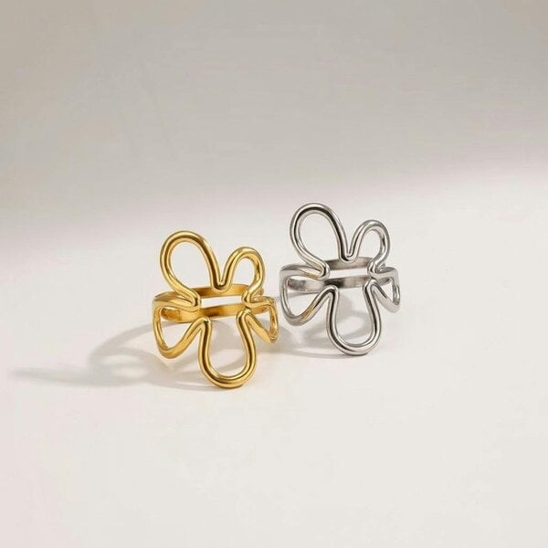 The Colourful Aura Abstract Blossom Adjustable Statement Ring