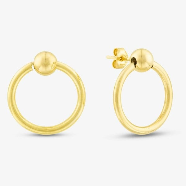 T. H. Baker 9ct Yellow Gold Ball & Hoop Stud Dropper Earrings ER432