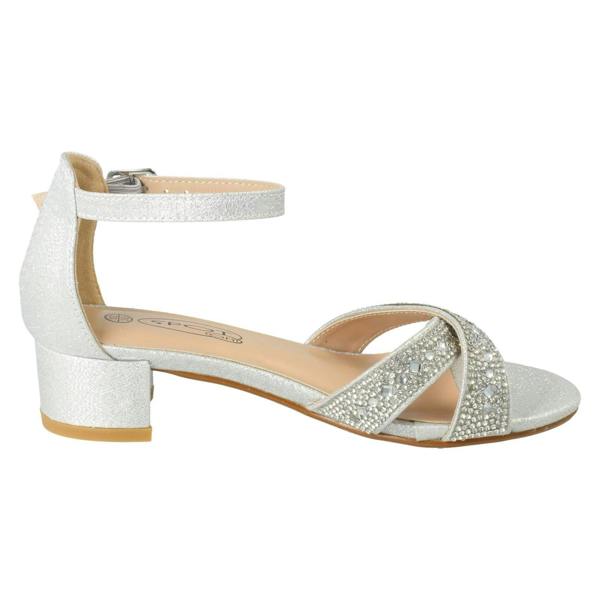 Spot On Girls Spot On Small Heeled Ankle Strap Glitter Sandals H1122