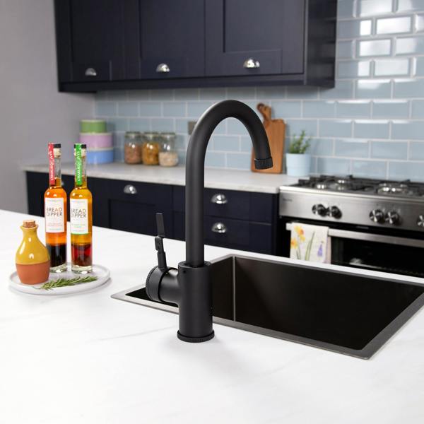 Flode kraft Solo | Industrial Style Single Lever 3 in 1 Instant Boiling Tap | Matt Black Finish