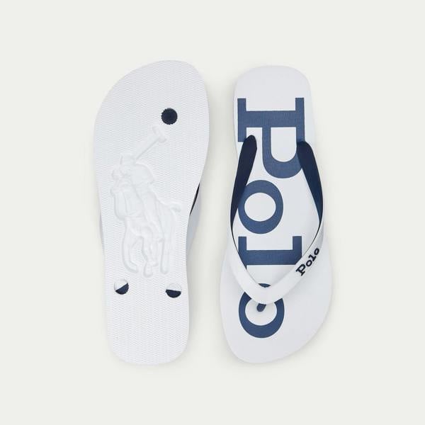Polo Ralph Lauren Polo Ralph Lauren BOLT Mens Toe-Post Sandals White/Newport Navy