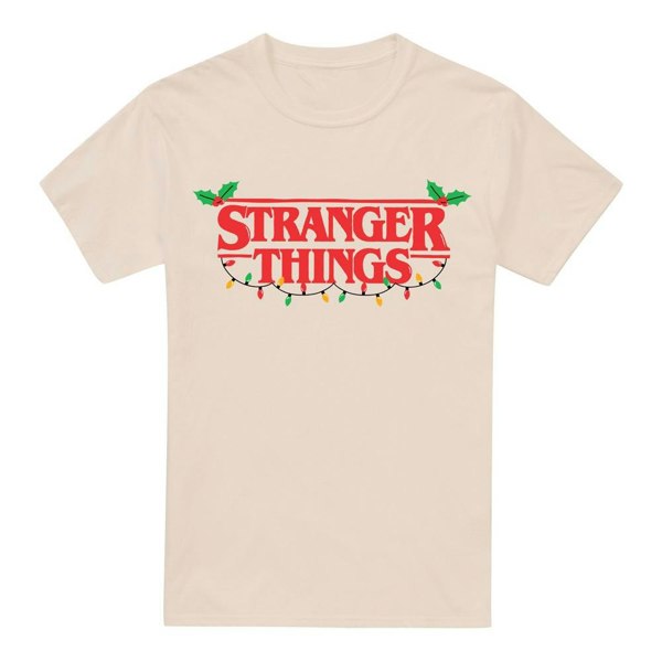 Stranger Things Mens Logo Christmas T-Shirt - Natural