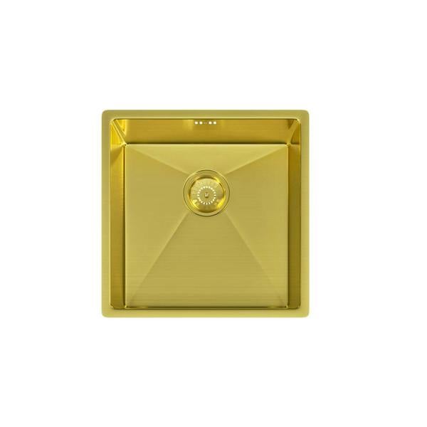 Flode Möckeln | 1.0 Bowl Stainless Steel Kitchen Sink | Inset or Undermounted | Strainer Waste Supplied | Brushed Brass