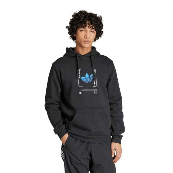 Adidas Mens Cotton Blend Pullover Hoodie - Black - 