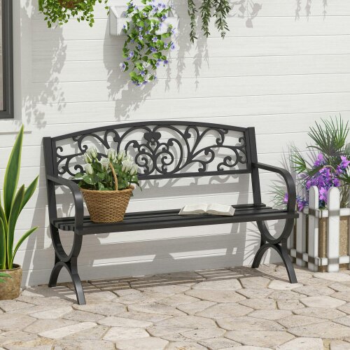 Wyld Haus Yota Nile 127cm Steel Black Powder Coated Garden Bench