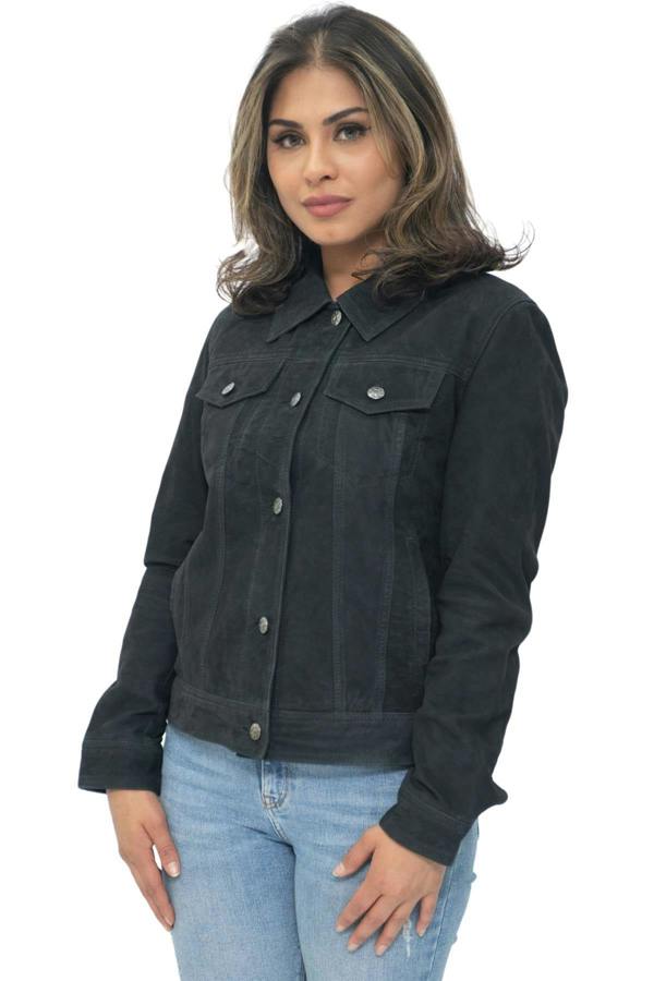 Infinity Leather Womens Goat Suede Trucker Jeans Jacket-Astoria