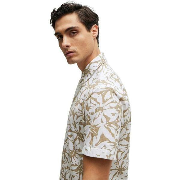 Boss Mens Floral Short-Sleeved Shirt - White - 