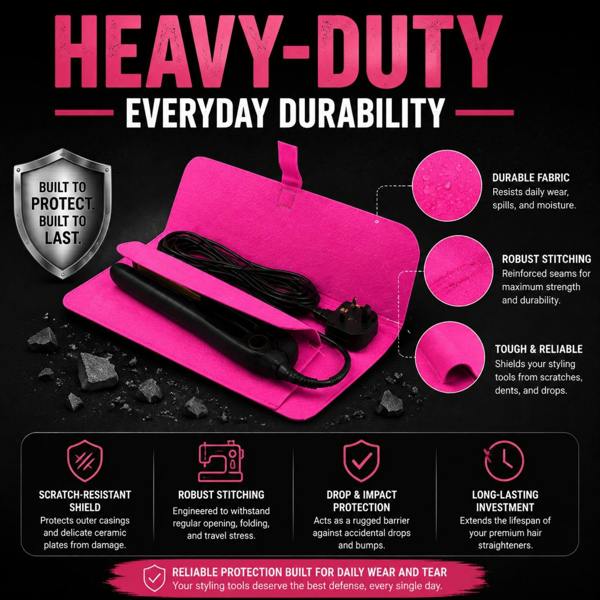 Aquarius Envie Hair Straightener Heat Protection Storage Case Pink Foldable Flat Iron Bag