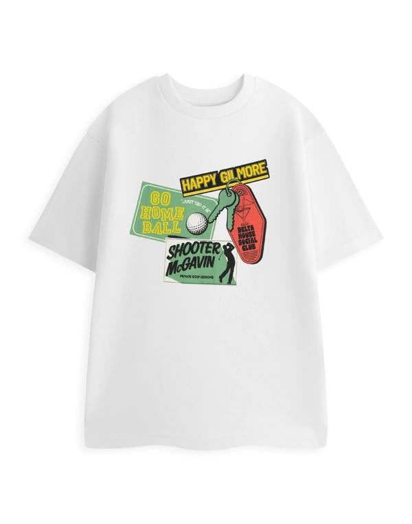 Happy Gilmore Mens White Delta House Social Club Short Sleeved T-Shirt