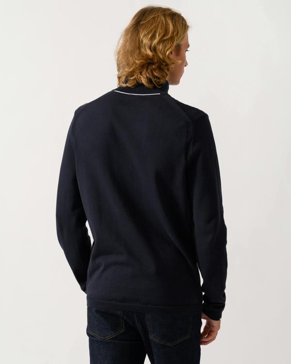 BOSS Green Ever-X Mens Cotton sweater with quarter zip - Dark Blue 402
