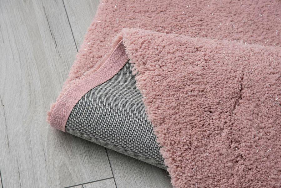 A.Unique Home Rome Sparkle Rug-2.5cm Low Pile 1050GSM-Blush Pink- 110x150cm