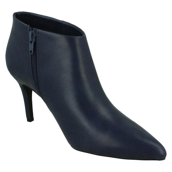 Spot On Ladies Spot On High Heel Low Cut Ankle Boot with Metal Heel Trim F51229