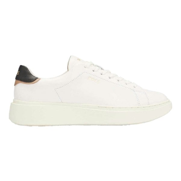 Boss Womens Amber Logo Leather Trainers - White