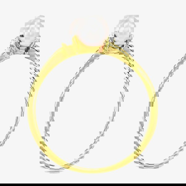 T. H. Baker 9ct Yellow Gold Pearl & Diamond Cross Over Ring PR12591YPRL