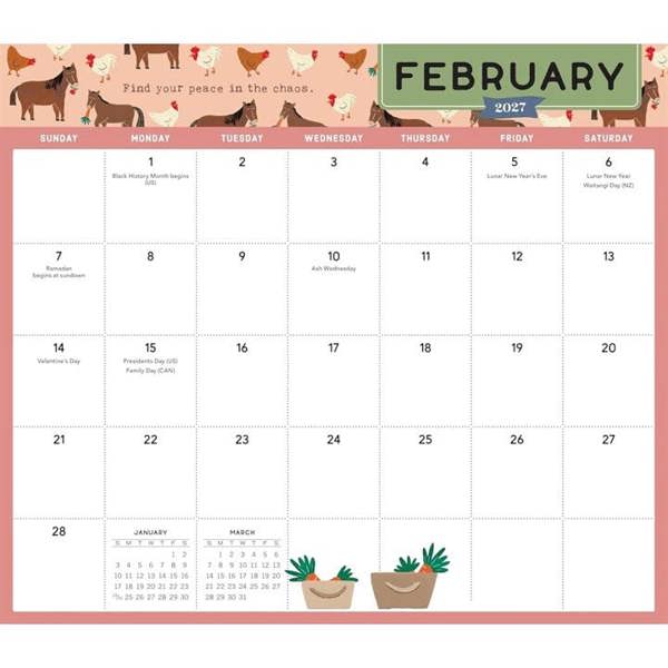Go With the Flow Magnetic Desk Pad 2027, Desk Calendars, Month To View, Lifestyle, Gift