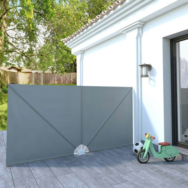 Berkfield Collapsible Terrace Side Awning Grey 300x150 cm
